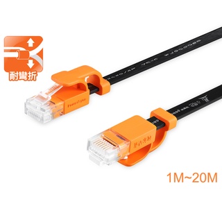 群加 PowerSync CAT 6抗搖擺網路線扁線黑色1M~20M (CLN6VAF0200A)