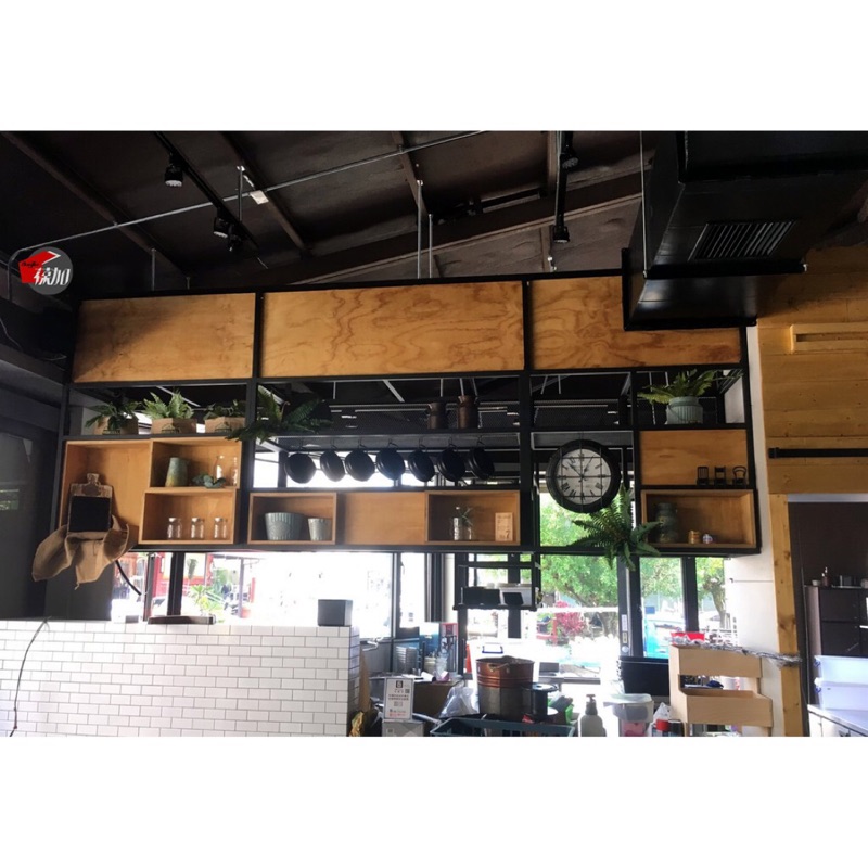 《葆加Baojia》LOFT工業風 廚房客廳吊架 書架 置物架 吊櫃 鐵製層板架