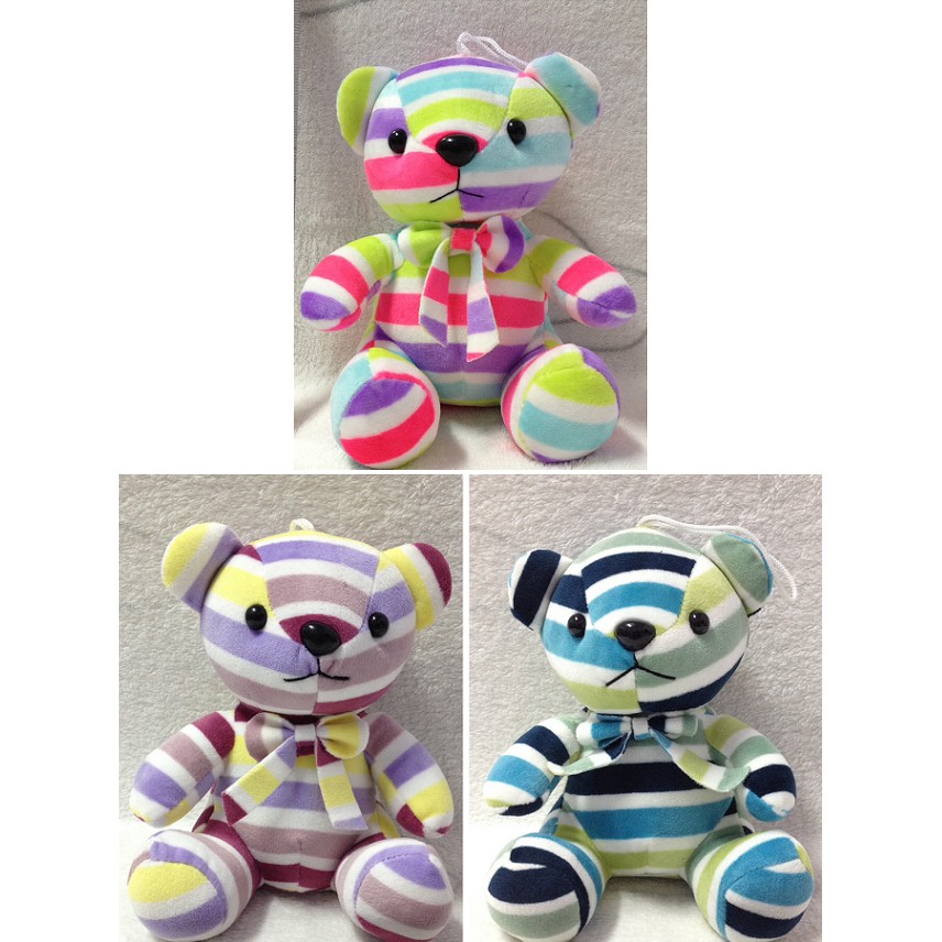 《掛飾、娃娃、玩偶》泰迪熊、條紋、彩色、紫色、藍色