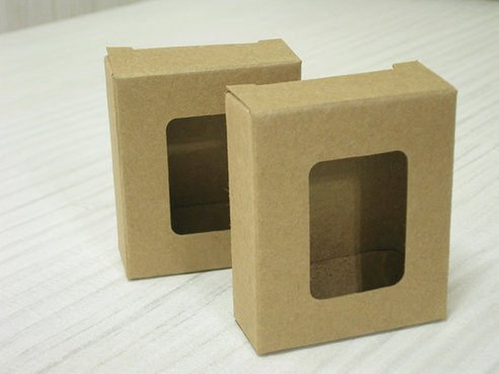 牛皮紙盒 手工皂-6號方形開窗紙盒 台灣製造 5*2*6公分 包材 禮盒 包裝盒