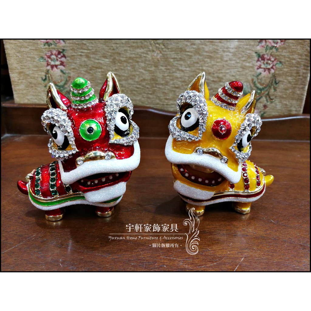 【現貨】鋅合金可愛中國風舞龍舞獅年獸擺飾藝品一對 過年節慶祝賀 送禮裝飾　。宇軒家居生活館。