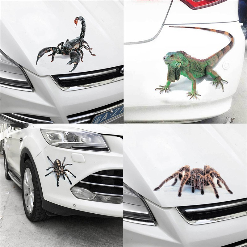 三維汽車貼紙蜘蛛蝎子蜥蜴形狀會徽鍍鉻汽車卡車電機貼花