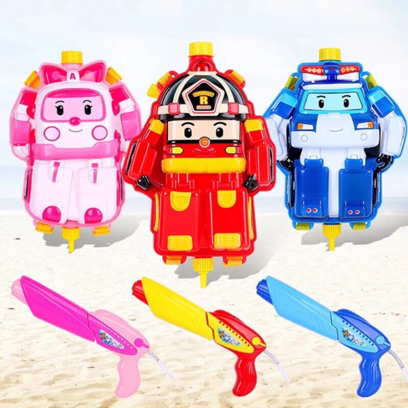 正版 夏天 水樂園 戲水 童玩節 韓國 波力 卡通 背包 水槍玩具 玩水 羅伊 安寶 水槍