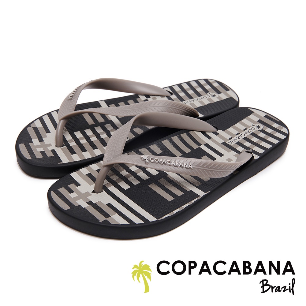 COPACABANA 巴西藝術格紋人字鞋-黑/灰