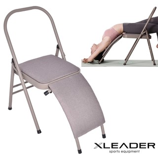 【Leader X】專業輔助伸展 升級加強版棉麻雙梁瑜珈折疊椅(含腰託) | 訓練椅 倒立椅(臺灣24h出貨)