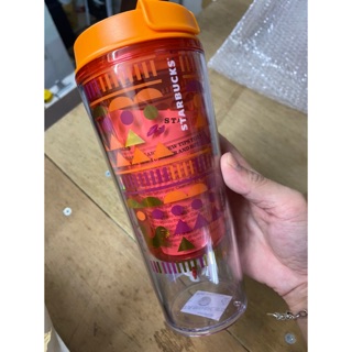 B韓國星巴克橘色雞年塑膠隨行杯 355ml B2020033