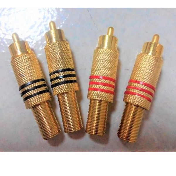 RCA 公端子鍍金 5C RCA 端子頭 線徑7MM 用  5C 線用 焊訊號線用 鋅殼