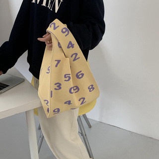 花灰灰🌟少女心大發 l 可愛8色 設計感針織質感數字印花手提包 側背包 肩背包 包包