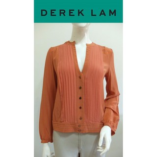 美國華裔設計師品牌【DEREK LAM】真品 磚色 100%SILK蠶絲 美衣~直購價2790~🍱4/25