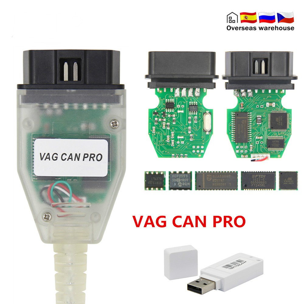 Vag Can PRO V5.5.1 帶 FTDI FT245RL 芯片 VCP OBD2 診斷接口 USB 電纜支持