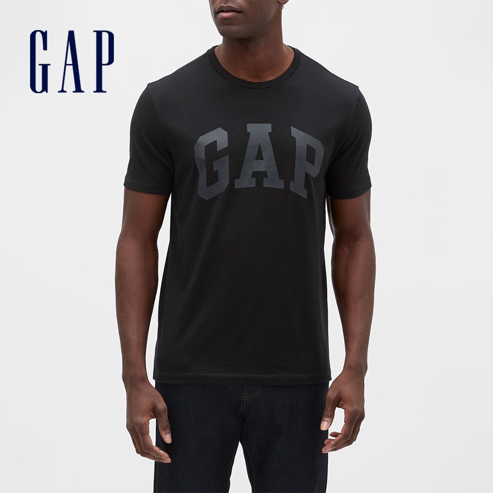 Gap 男裝 Logo簡約圓領短袖T恤-黑色(550338)