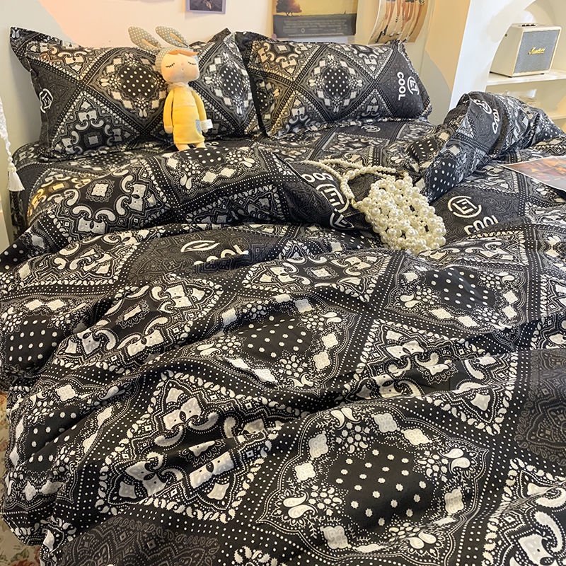 【免運】韓國時尚潮牌印花 床包組 四件組 單人加大床單 雙人被單 特大床罩 被套枕頭套 保潔墊 舒柔棉 適合裸睡