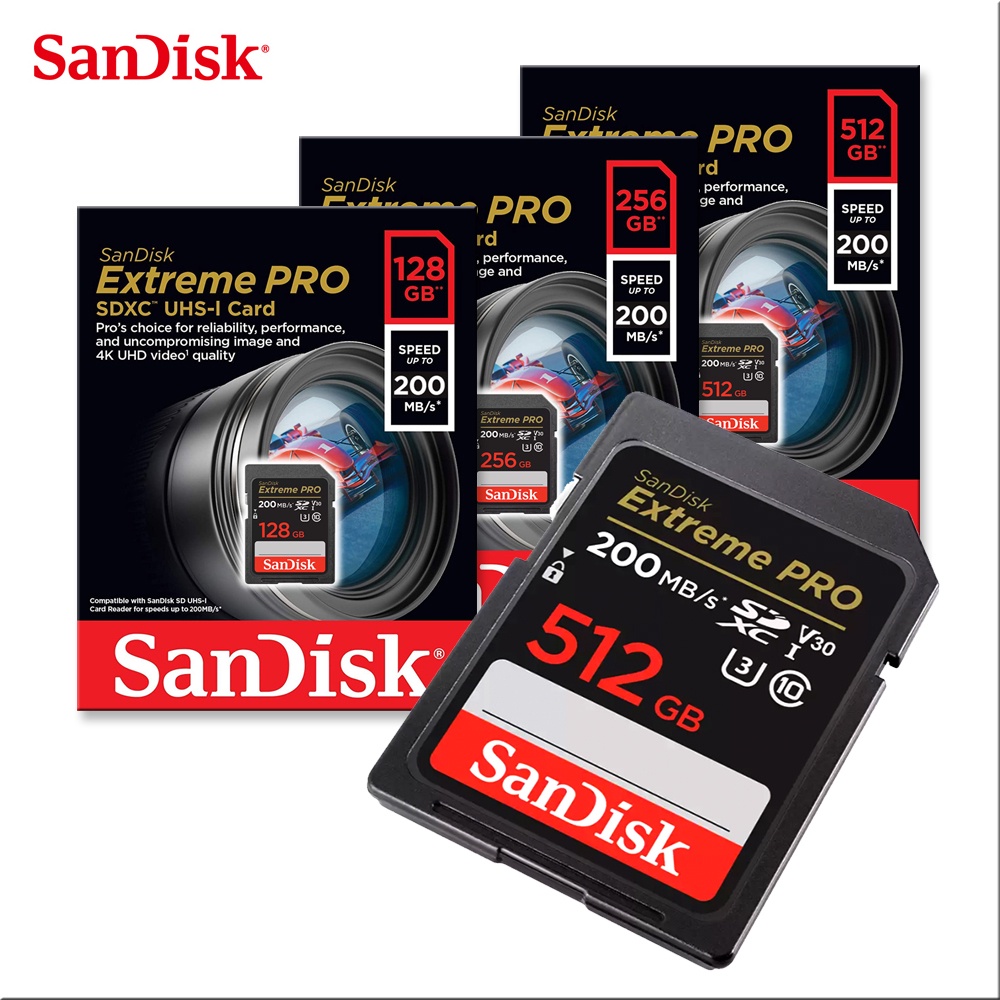 SANDISK Extreme PRO SD UHS-I U3 200MB 專業攝影 高速 記憶卡 512G 256G
