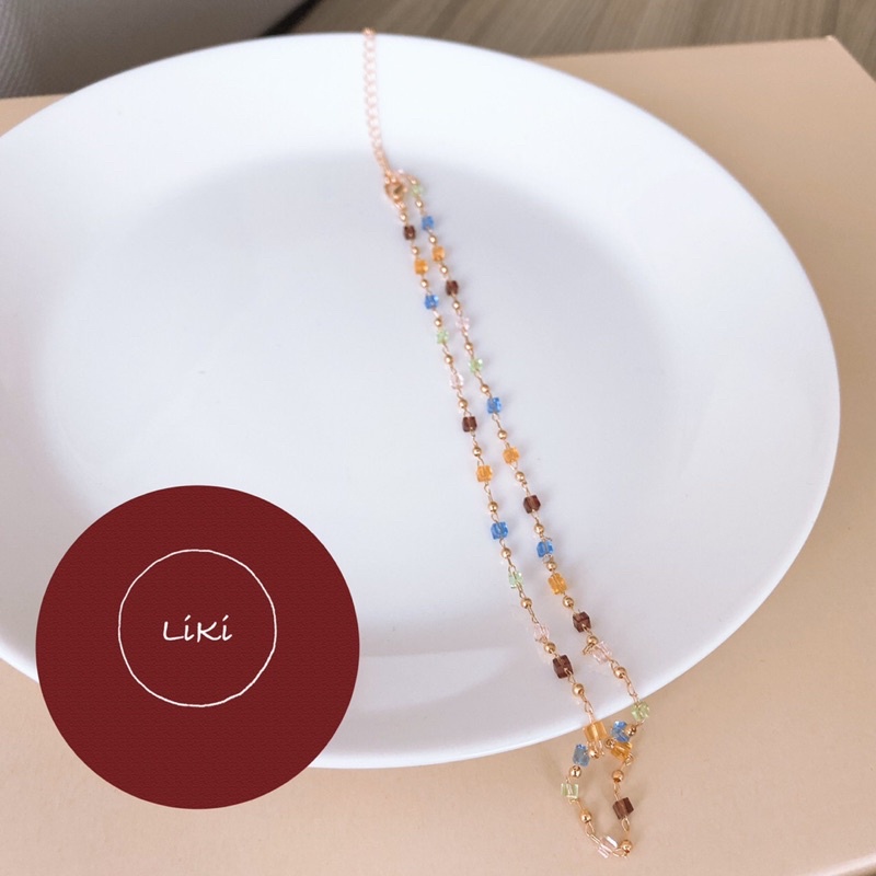 ［LiKi]七彩寶石項鍊 水晶 串珠 頸鏈 彩虹 飾品 項鍊 彩色 現貨在台🇹🇼