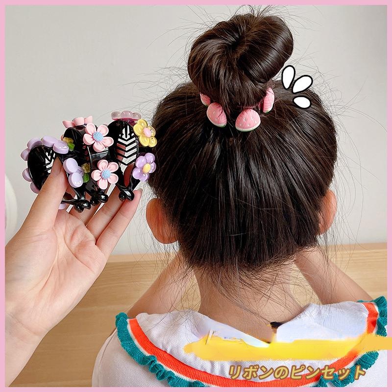 兒童可愛卡通水果花髮夾女韓國球髮型固定抓夾