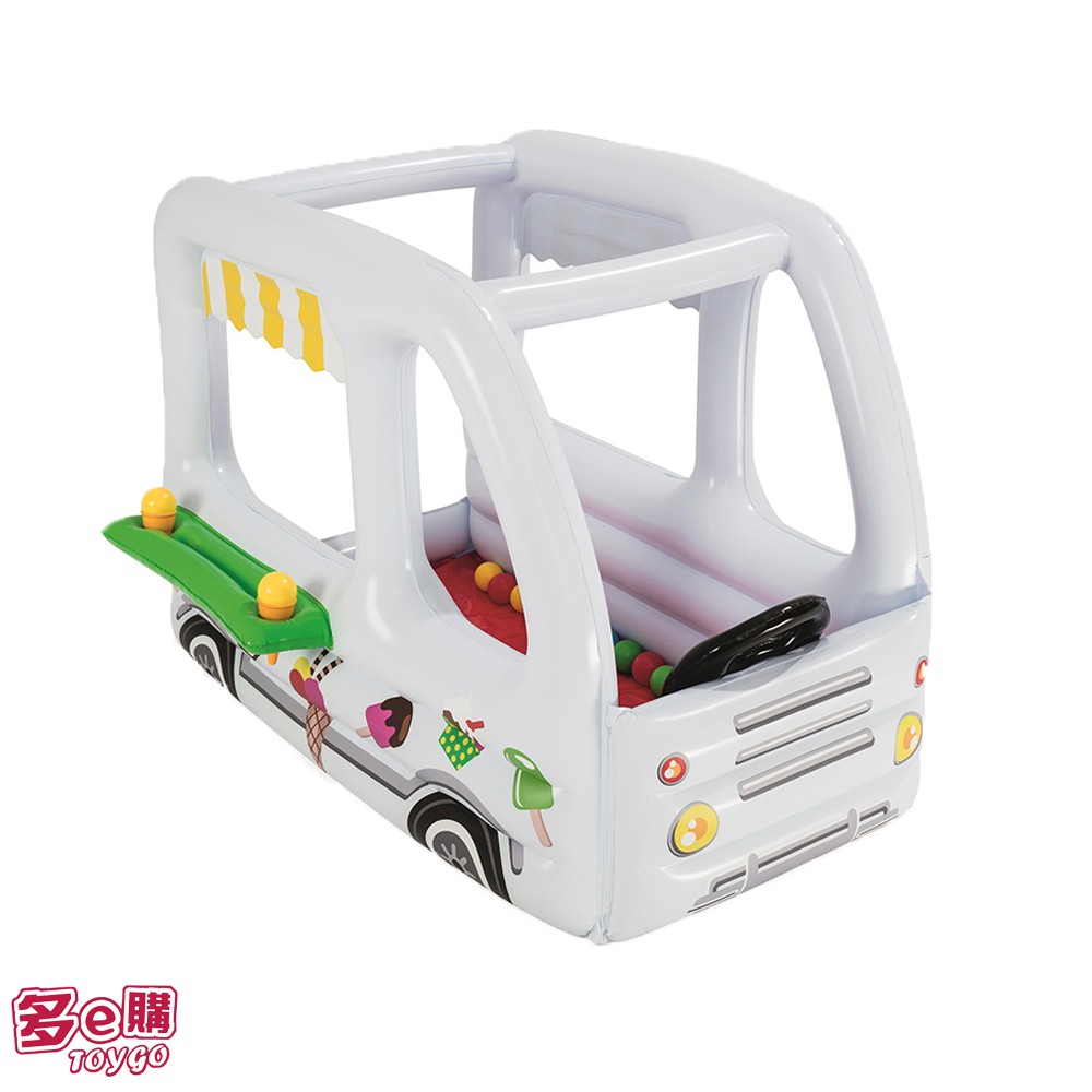 Bestway 小小店長冰淇淋車充氣球池 52268 (兒童玩具親子同樂可愛逗趣造型設計鮮豔色彩聖誕禮物)