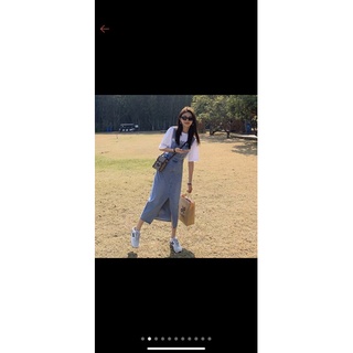 熱賣夏季開叉牛仔背帶裙女新款寬鬆復古顯瘦氣質網紅中長款吊帶連衣裙牛仔吊帶裙 牛仔長洋裝 夏秋長洋裝 吊帶長洋裝 2022