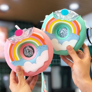 甜甜圈兒童水杯網紅ins小學生水壺幼兒園男女寶寶吸管杯便攜杯子