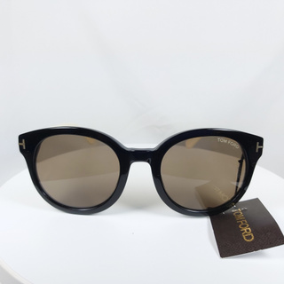 『逢甲眼鏡』TOM FORD 太陽眼鏡 全新正品 亮面黑鏡框 象牙白鏡腳 圓框微貓眼設計【TF9310 05J】