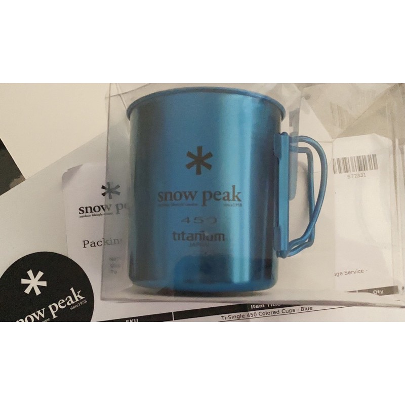 ［現貨]Snow Peak 彩色 全新日本製雪峰Snow Peak 鈦杯/藍色色鈦金屬單層杯450ml