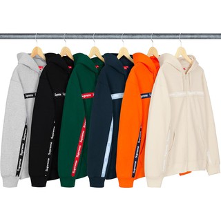 【紐約范特西】現貨SUPREME FW19 Text Stripe Zip Up Hooded Sweatshirt