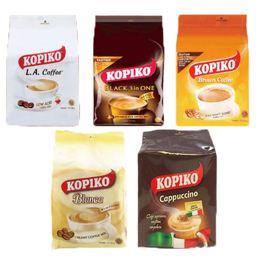 《番薯先生》印尼 KOPIKO 三合一即溶咖啡 (10包/袋) L.A.三合一即溶白咖啡 濃醇咖啡 黃糖咖啡 卡布奇諾