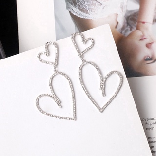 925 銀針耳環韓版長鑽石套裝愛心耳環誇張可愛的女士耳環