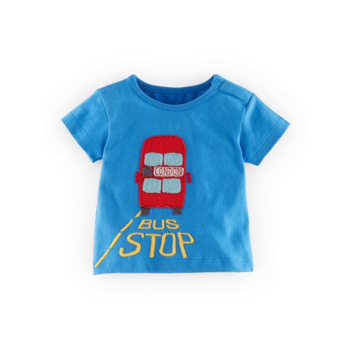 [[W&amp;R]] ((0-24m)) 正品英國 Mini Boden 藍色 雙層巴士貼布短T恤 18m 現貨