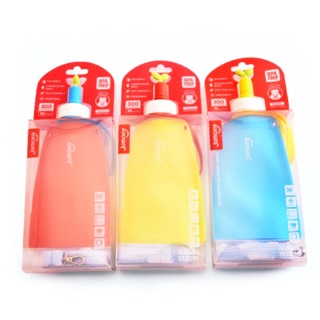 【韓國sillymann】 兒童無毒好清洗可摺疊鉑金矽膠水瓶運動水壺-300ml(紅、黃、藍三色)