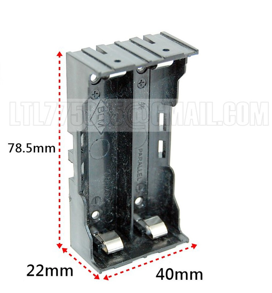 【鋰鐵鋰】 2顆 18650電池盒 ABS外盒+ 彈片接點 非彈簧 鉚釘