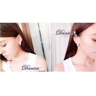 耳環 現貨 韓國 潮風 閃亮 6爪 皇冠 單鑽 立體 幾何 雙色 耳環 K92088 Danica 韓系飾品 韓國連線