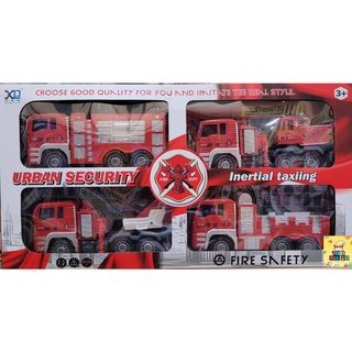 ●雅比玩具● 四盒一慣性消防車 合金車 車子 消防車 玩具 禮物