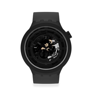 【SWATCH】生物陶瓷BIG BOLD 手錶C-BLACK 黑(47mm) 瑞士錶 SB03B100