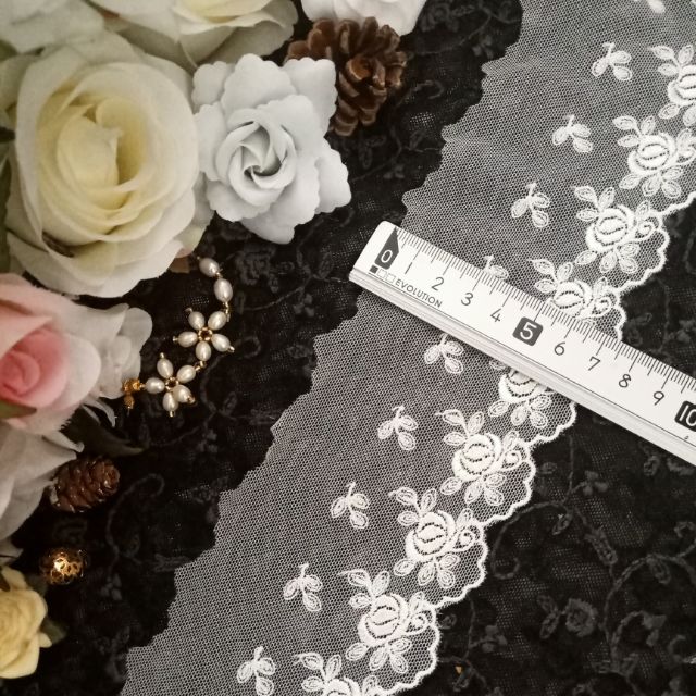 雅蕾坊 白色薔薇網紗蕾絲手工輔料 Diy手作 蝦皮購物
