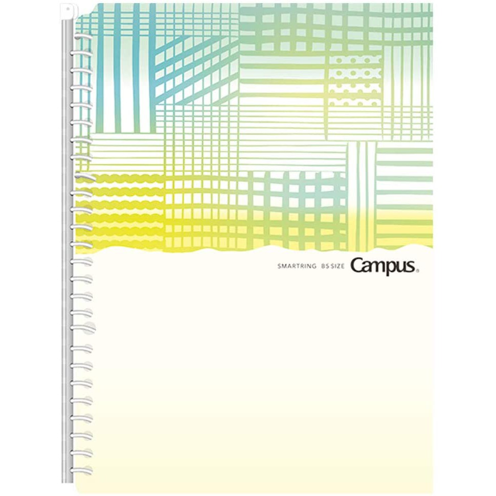 KOKUYO Campus 2021粉彩限定色 活頁夾筆記本26孔(可收納60張)- 粉彩格紋(綠)