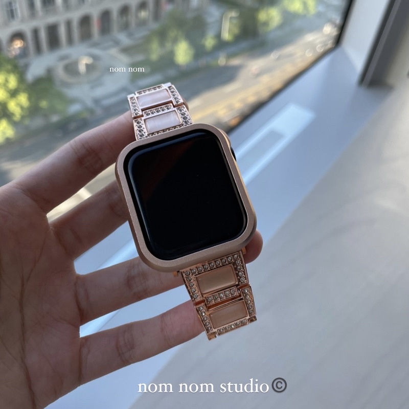 Apple Watch 方塊鑲鑽閃亮錶帶｜玫瑰金﹝nomnom﹞