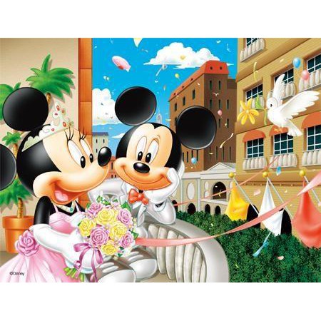 41-75 絕版迷你500片日本進口拼圖 迪士尼 米奇米妮 新婚幸福