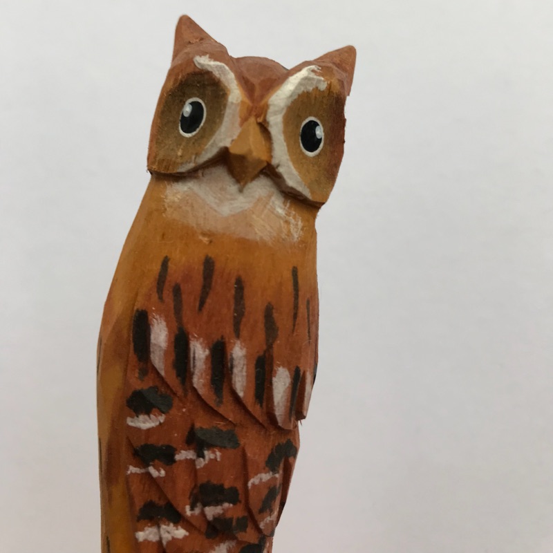 木雕筆～角鴞 貓頭鷹