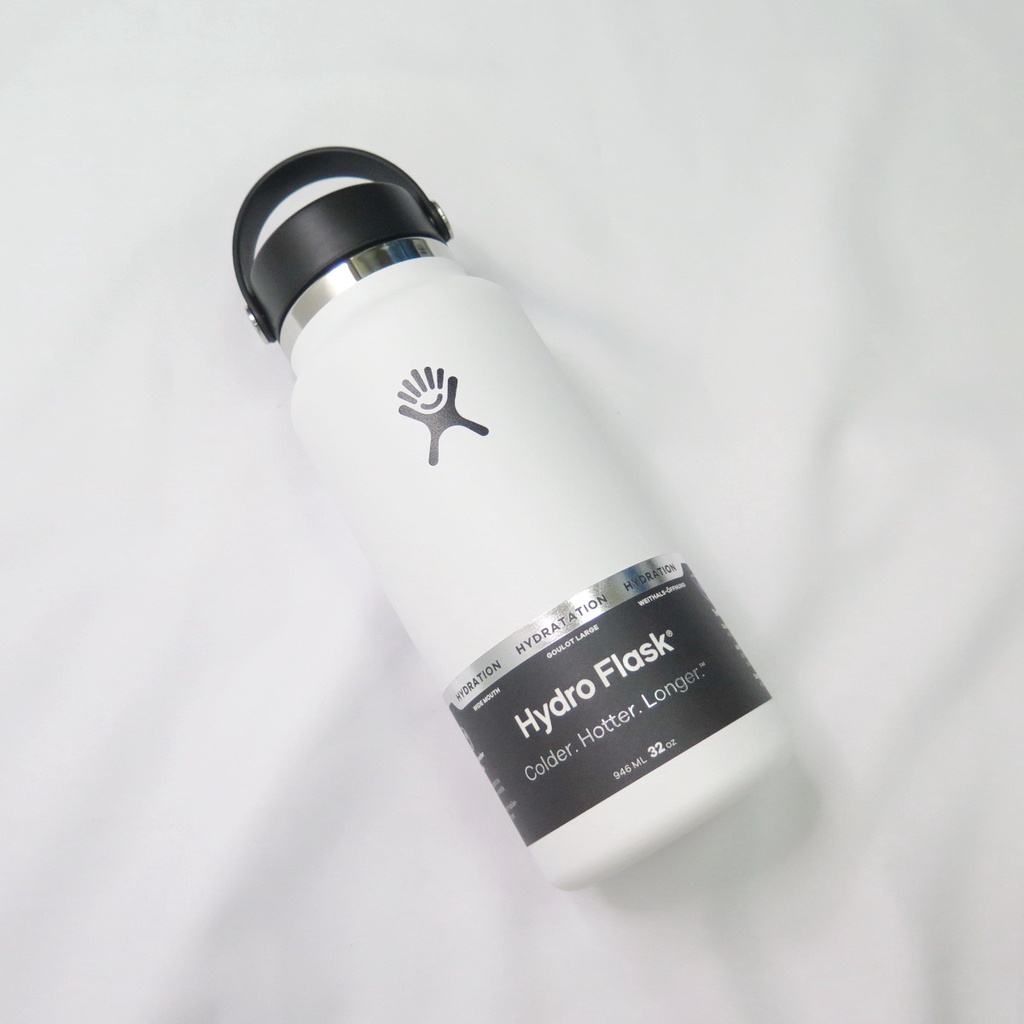 Hydro Flask 寬口真空保溫鋼瓶 32OZ 不鏽鋼 HFW32BTS110 經典白 送水瓶刷
