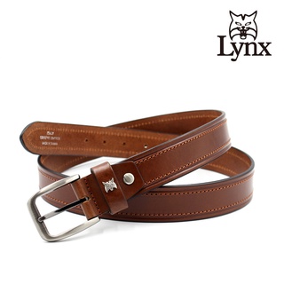 【Lynx】美國山貓-時尚男士義大利皮革皮帶腰帶 牛皮/經典款/針扣-咖啡 LY12-9731-85