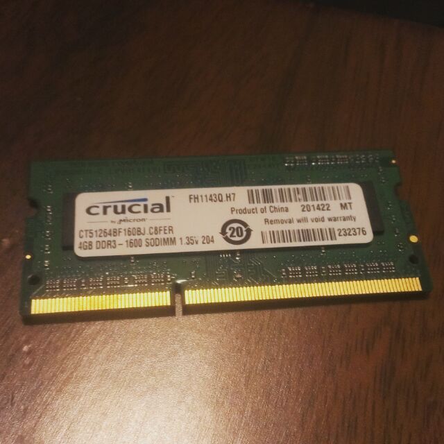 Micron 美光 DDR3-1600 4GB 筆記型電腦用記憶體 1.35V