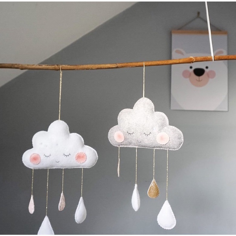 ⭐{尼可白LIFE}⭐ins風北歐風兒童帳篷裝飾雲朵毛氈雨滴挂件兒童房裝飾牆飾