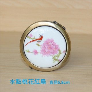 青花瓷國畫風 摺疊、雙面、放大、隨身金屬化妝鏡