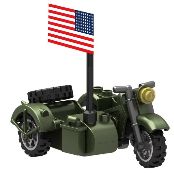 【台中老頑童玩具屋】A0003 第三方袋裝積木 軍事系列 二戰美軍三輪摩托車
