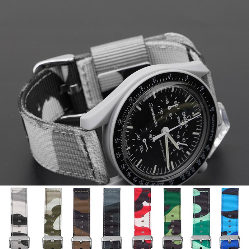 適用於華為 GT Nato Army Smart Sport 手錶錶帶的迷彩尼龍錶帶 18mm 20mm 22mm 24