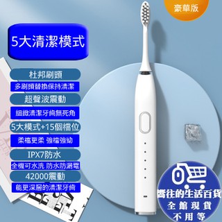 (居家專區+台灣庫存快速出) 聲波電動牙刷 軟毛 牙齒清潔 USB充電 3D刷頭 全機防水
