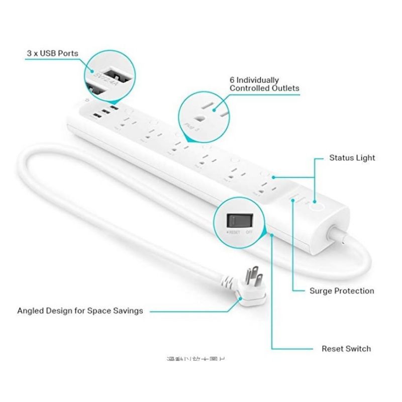 TP-Link Kasa Smart Wi-Fi 6插3孔電源插座 智慧延長線 含USB插座 (HS300)