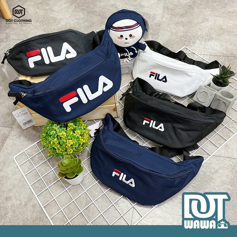 DOT 蛙蛙  FILA LOGO 旅行 小包 黑 深藍 白 3色 腰包 側背包 暗袋 隨身包 BWS-5102