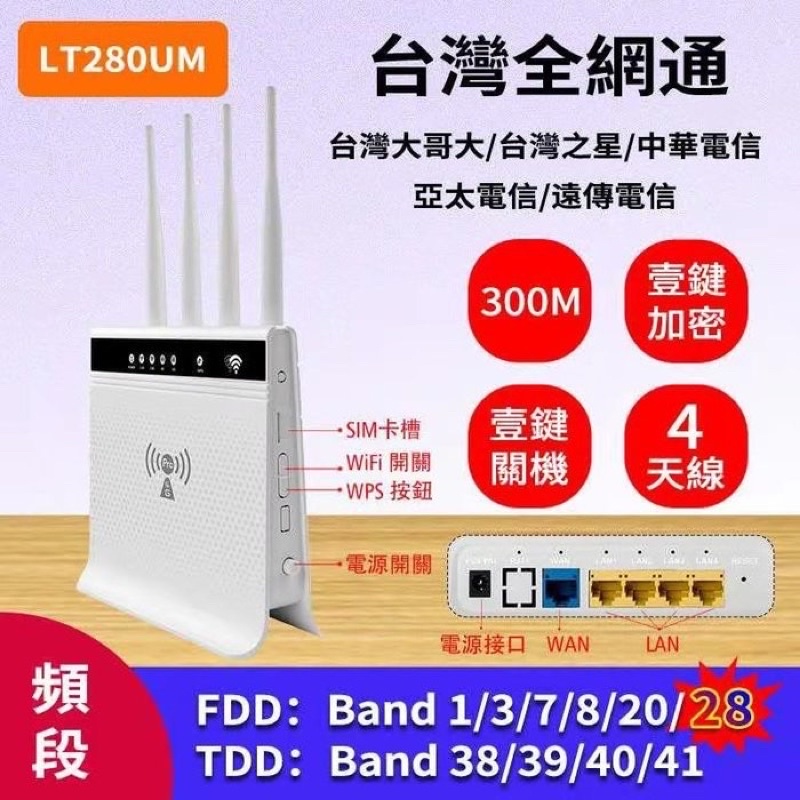 4G全頻段 SIM卡網路分享器 路由器 LT280UM