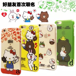 預購日本原單hello kitty 聯名 line公仔 熊大 饅頭人 可妮iPhone 6/6s plus 全包手機軟殼
